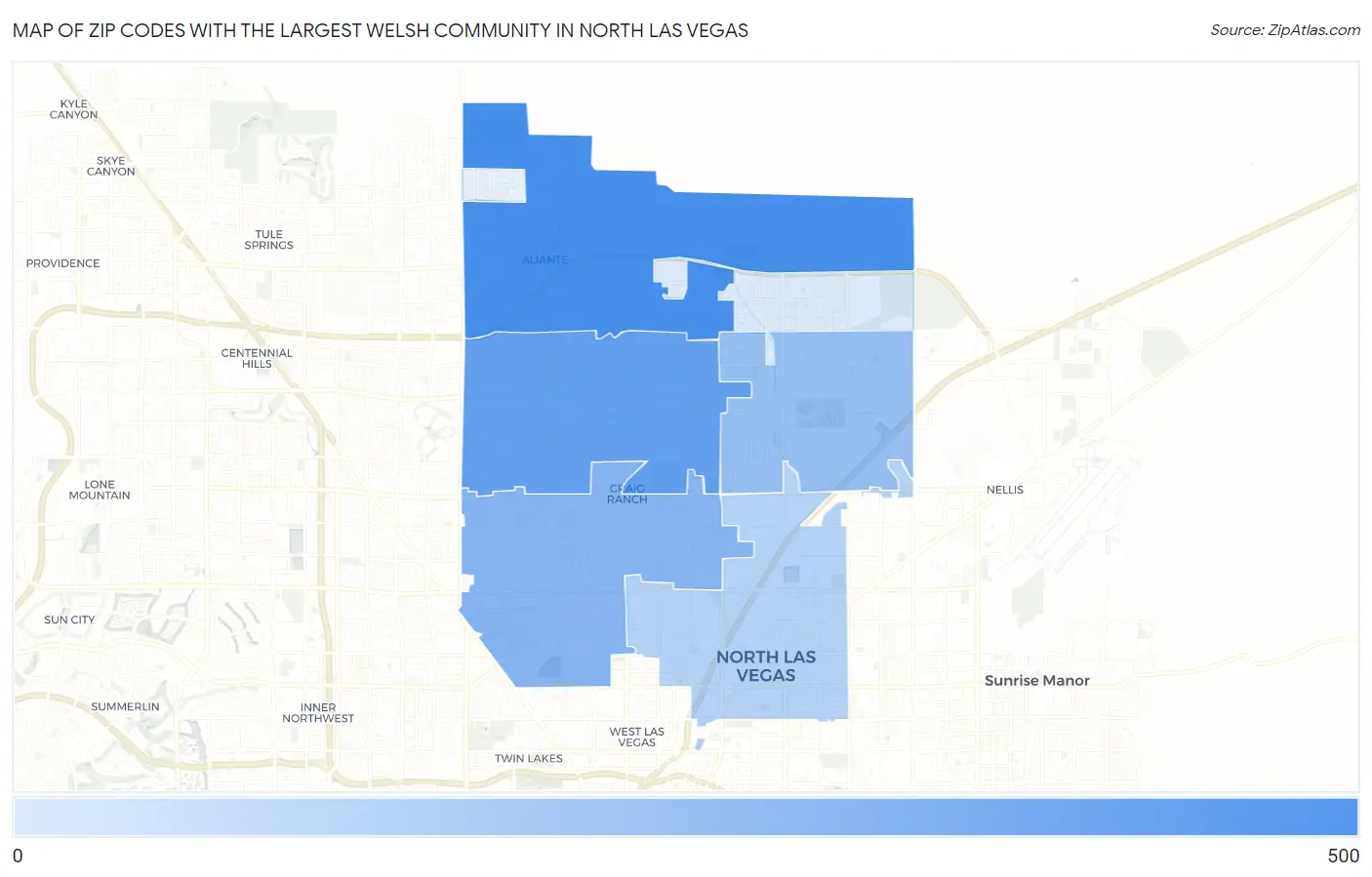 Zip Codes with the Largest Welsh Community in North Las Vegas Map