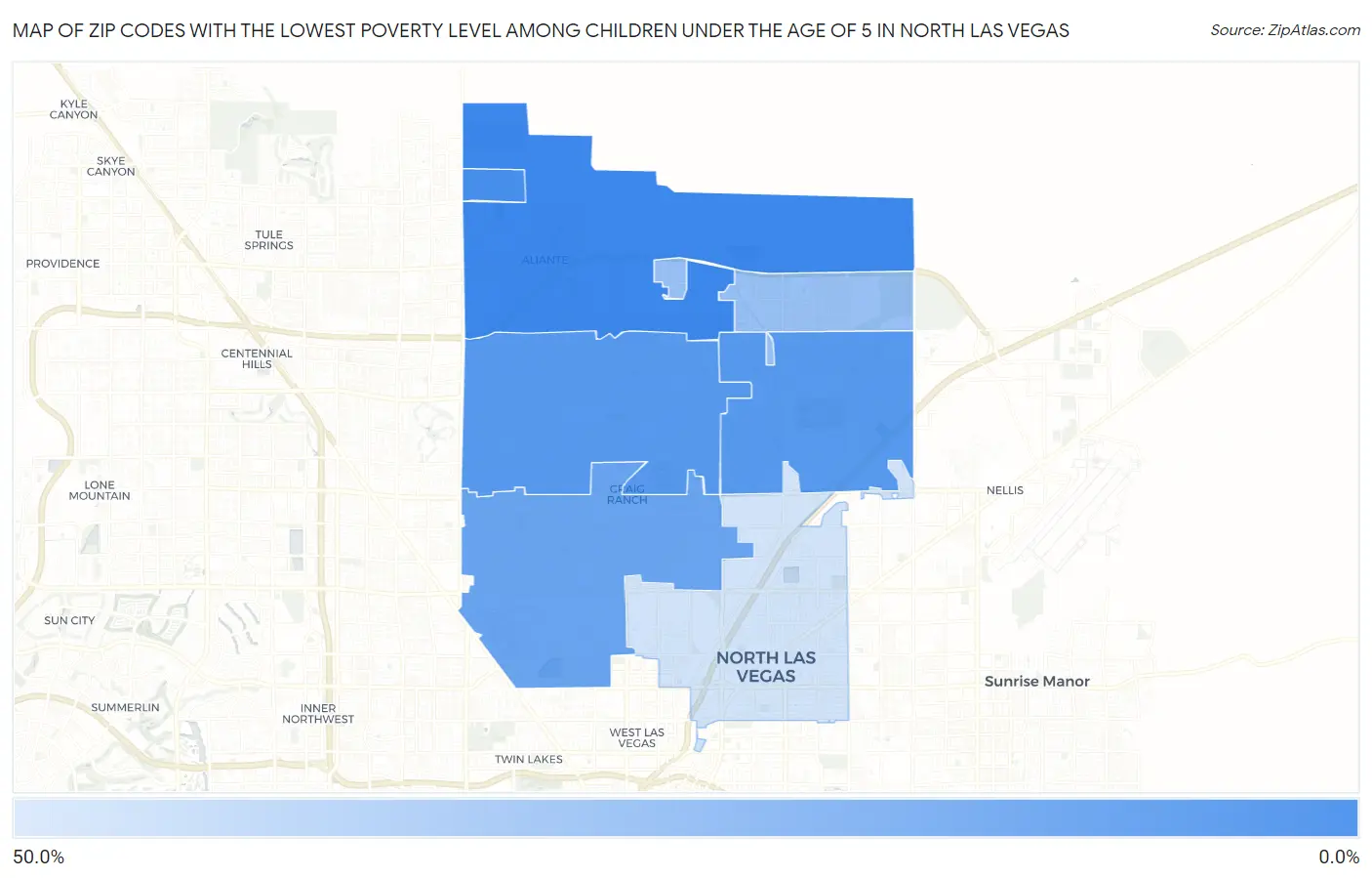 Zip Codes with the Lowest Poverty Level Among Children Under the Age of 5 in North Las Vegas Map