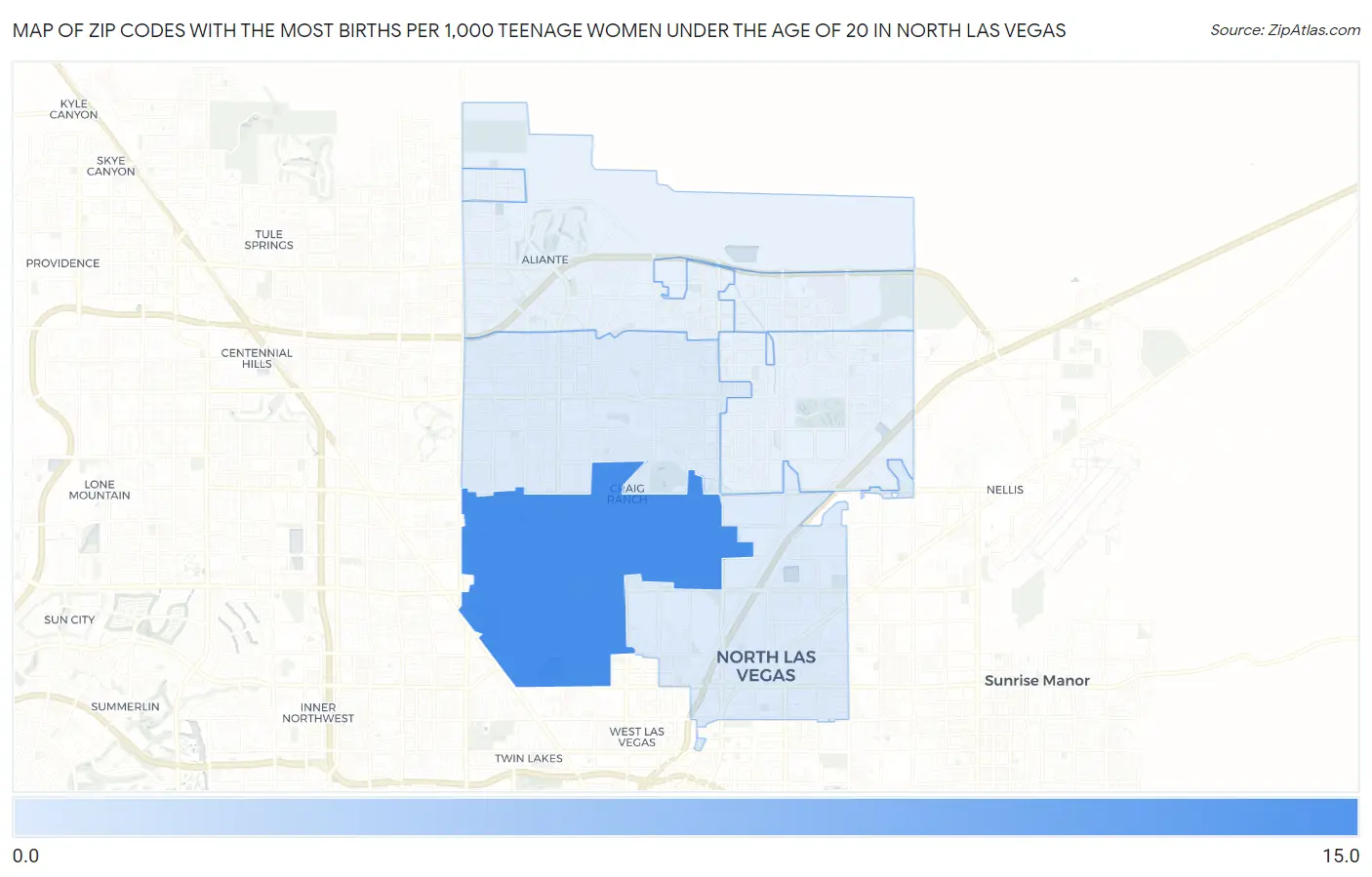 Zip Codes with the Most Births per 1,000 Teenage Women Under the Age of 20 in North Las Vegas Map