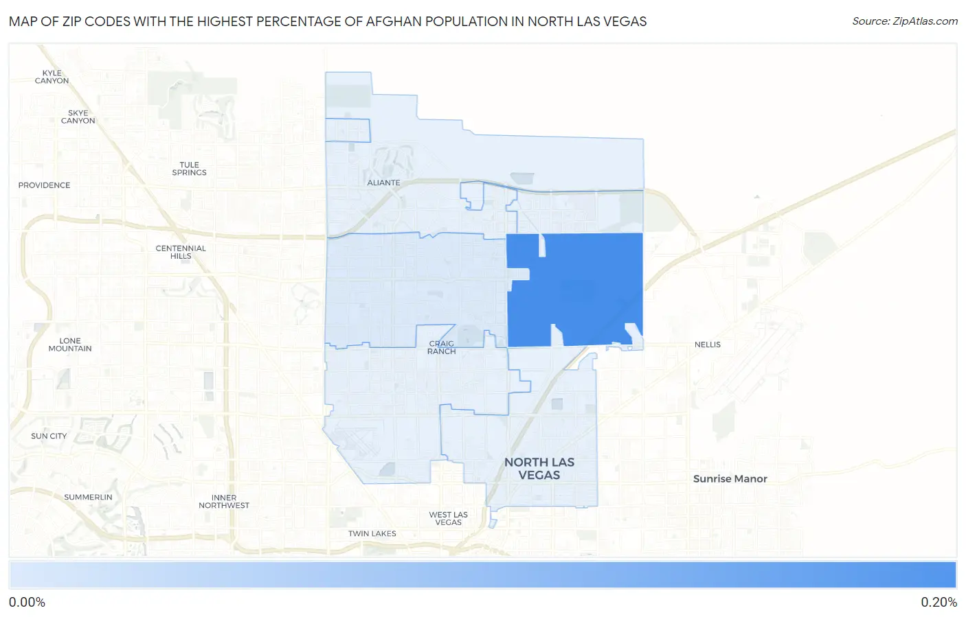 Zip Codes with the Highest Percentage of Afghan Population in North Las Vegas Map