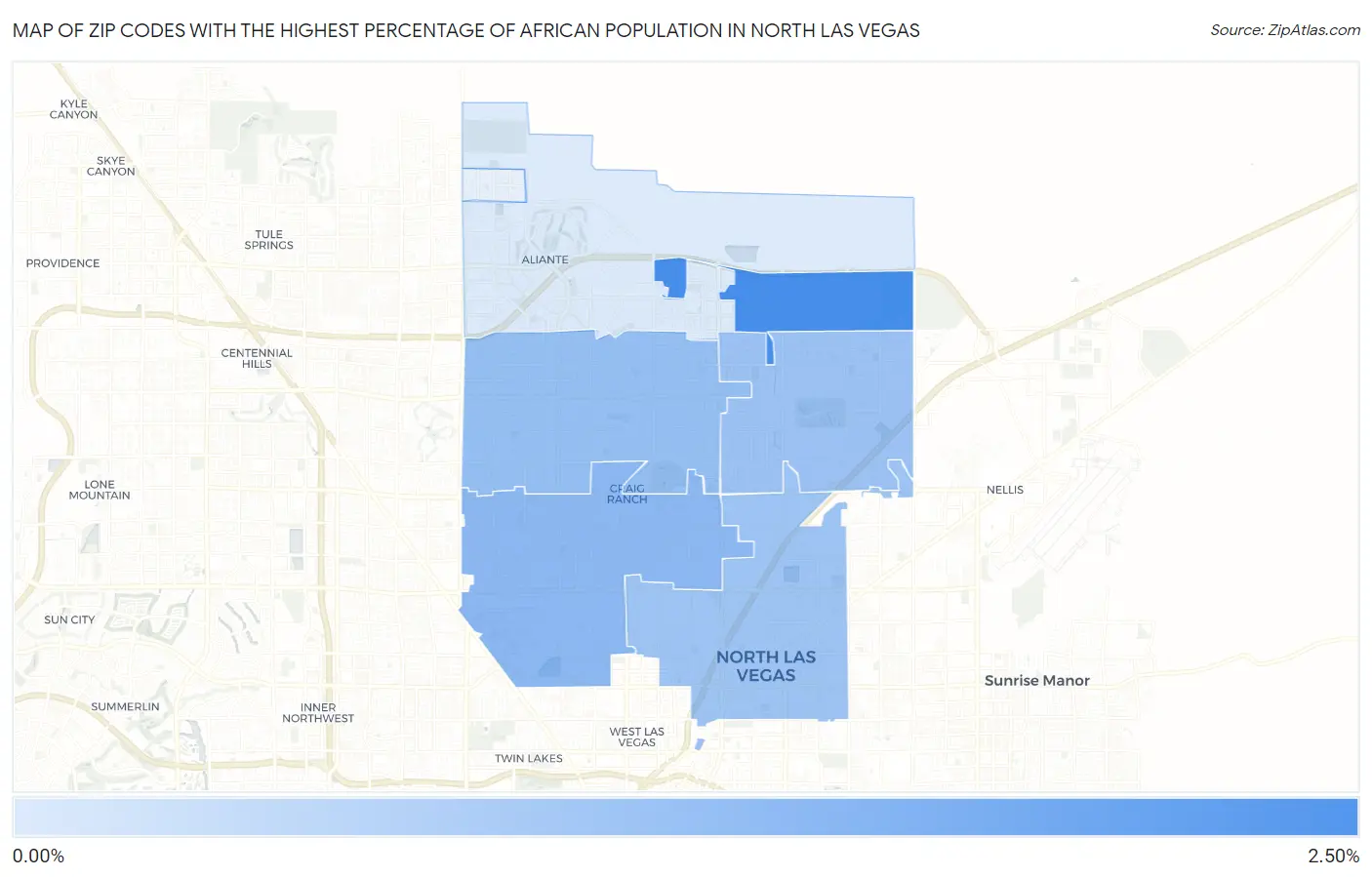 Zip Codes with the Highest Percentage of African Population in North Las Vegas Map
