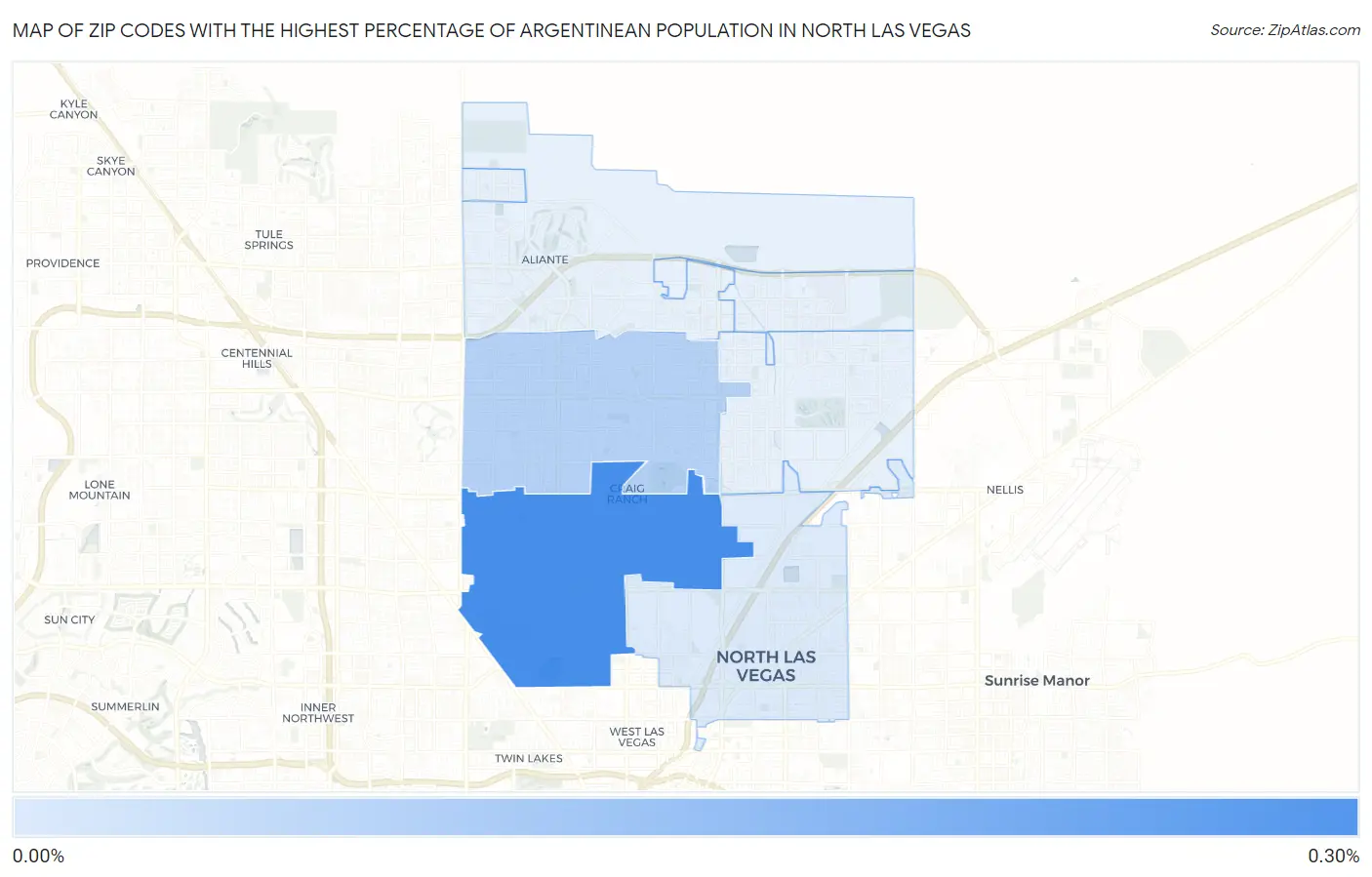 Zip Codes with the Highest Percentage of Argentinean Population in North Las Vegas Map