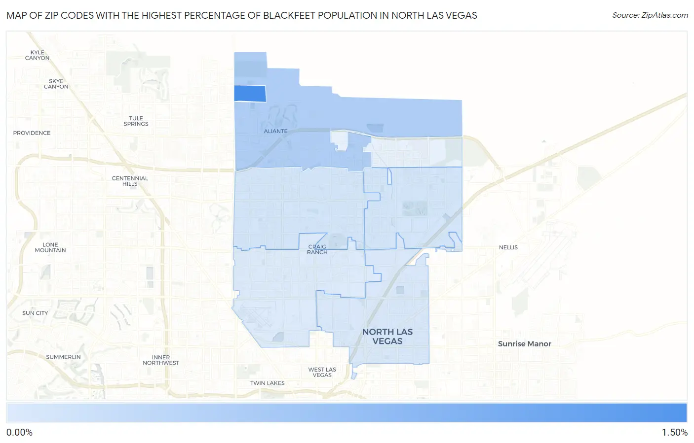 Zip Codes with the Highest Percentage of Blackfeet Population in North Las Vegas Map