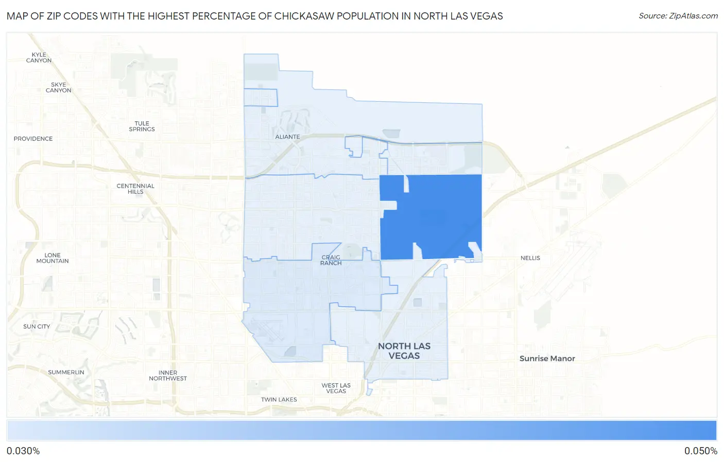 Zip Codes with the Highest Percentage of Chickasaw Population in North Las Vegas Map