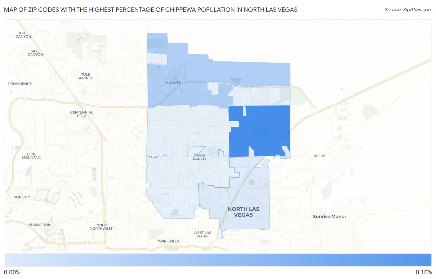 Zip Codes with the Highest Percentage of Chippewa Population in North Las Vegas Map