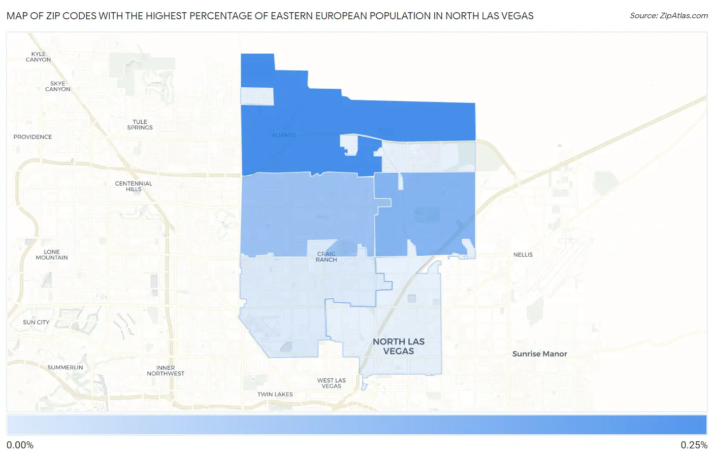 Zip Codes with the Highest Percentage of Eastern European Population in North Las Vegas Map