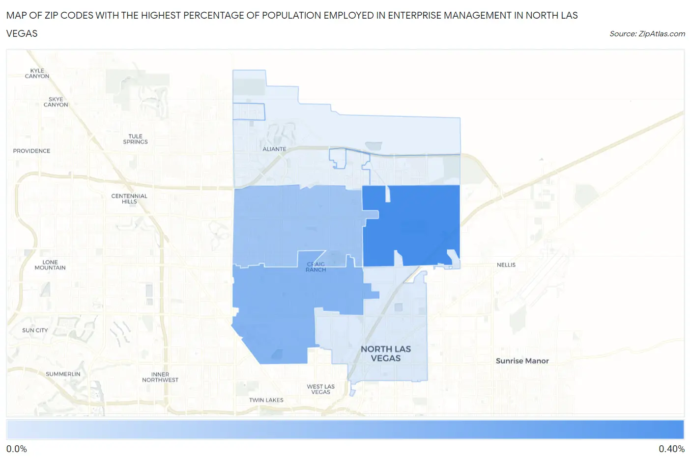 Zip Codes with the Highest Percentage of Population Employed in Enterprise Management in North Las Vegas Map