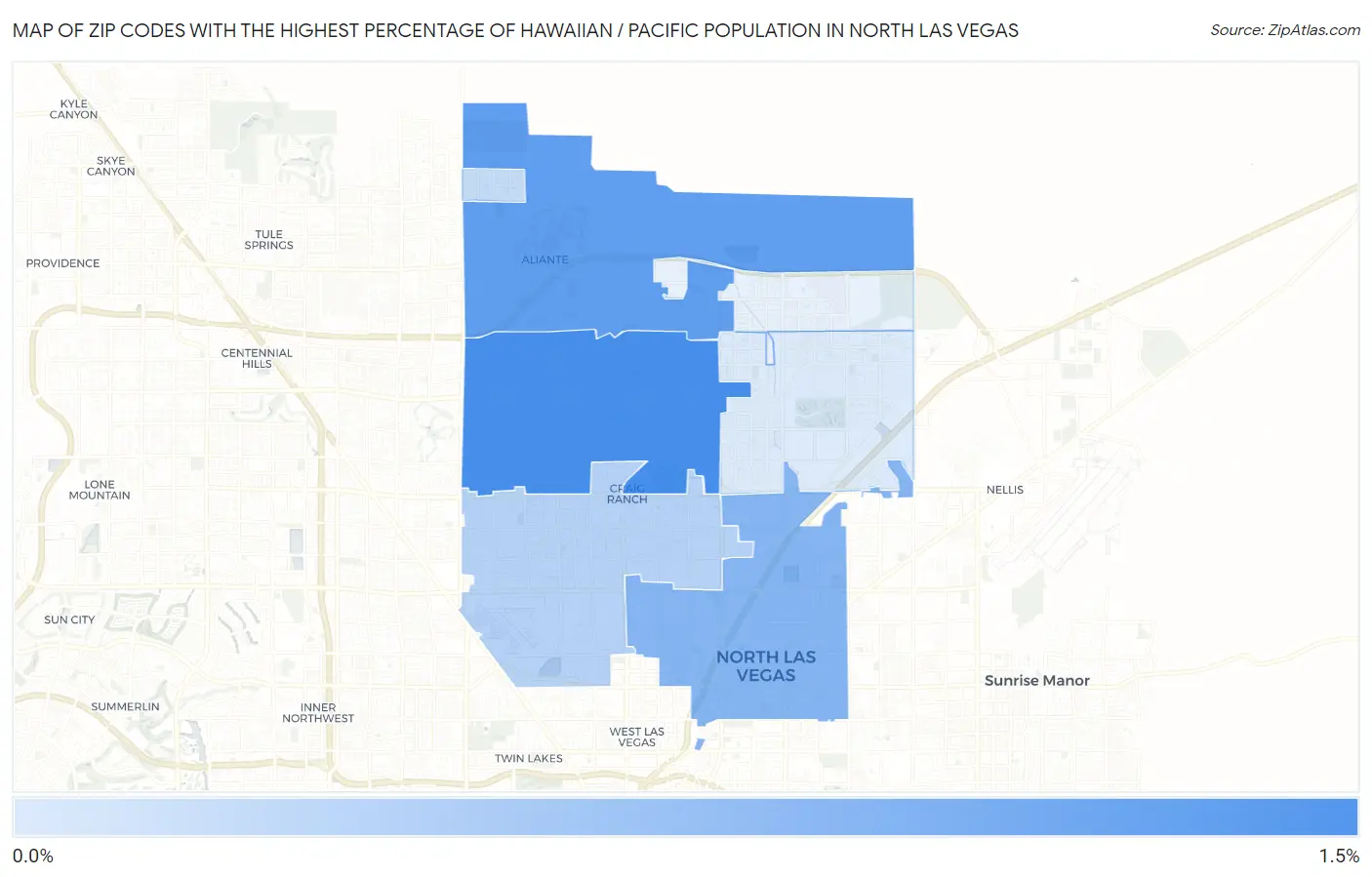 Zip Codes with the Highest Percentage of Hawaiian / Pacific Population in North Las Vegas Map