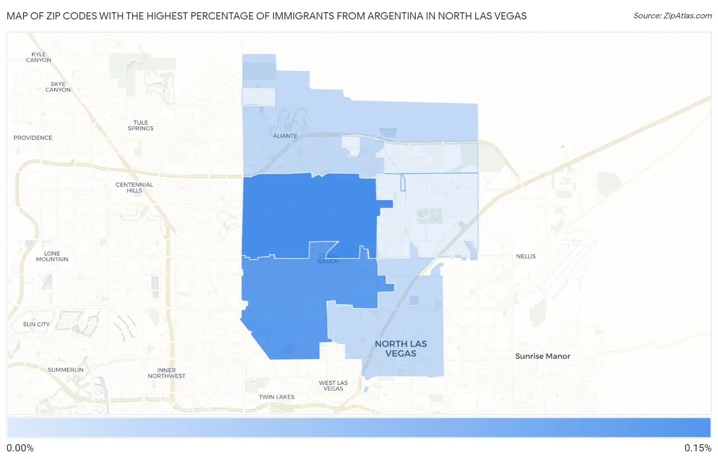 Zip Codes with the Highest Percentage of Immigrants from Argentina in North Las Vegas Map
