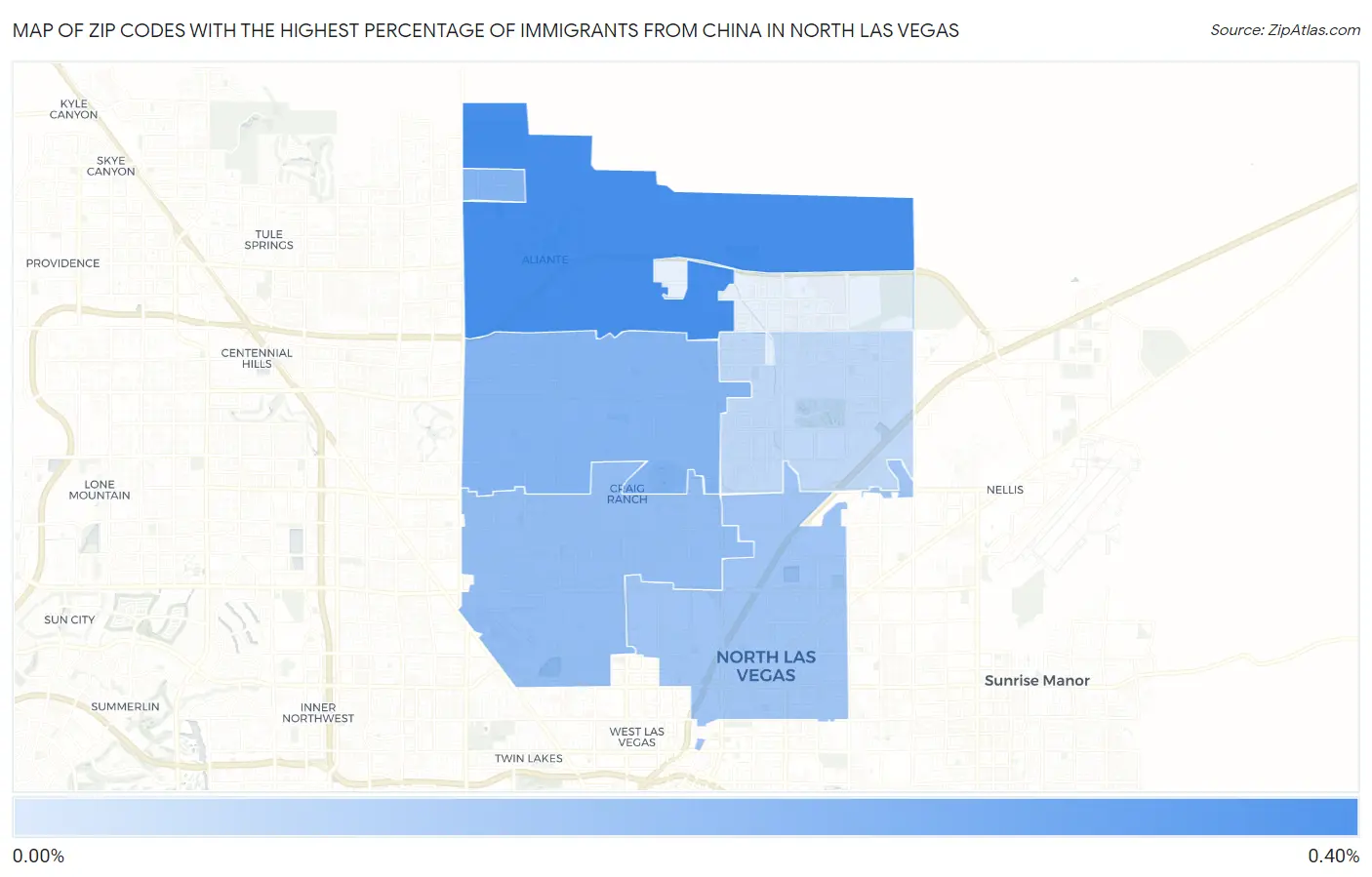 Zip Codes with the Highest Percentage of Immigrants from China in North Las Vegas Map