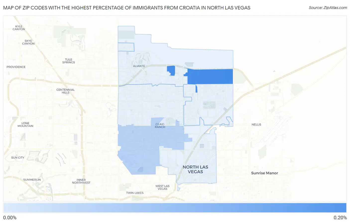 Zip Codes with the Highest Percentage of Immigrants from Croatia in North Las Vegas Map