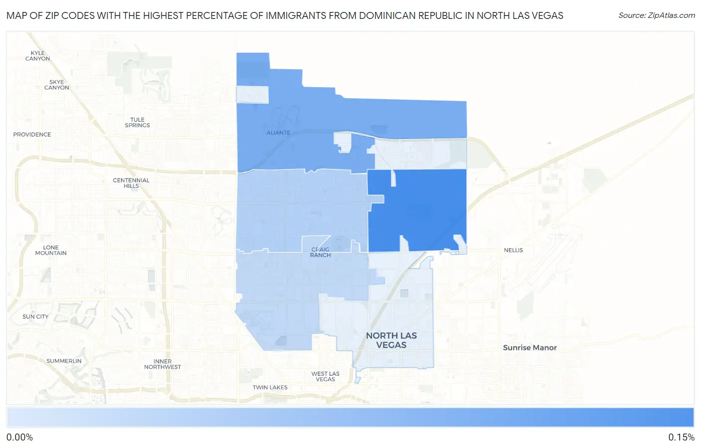 Zip Codes with the Highest Percentage of Immigrants from Dominican Republic in North Las Vegas Map