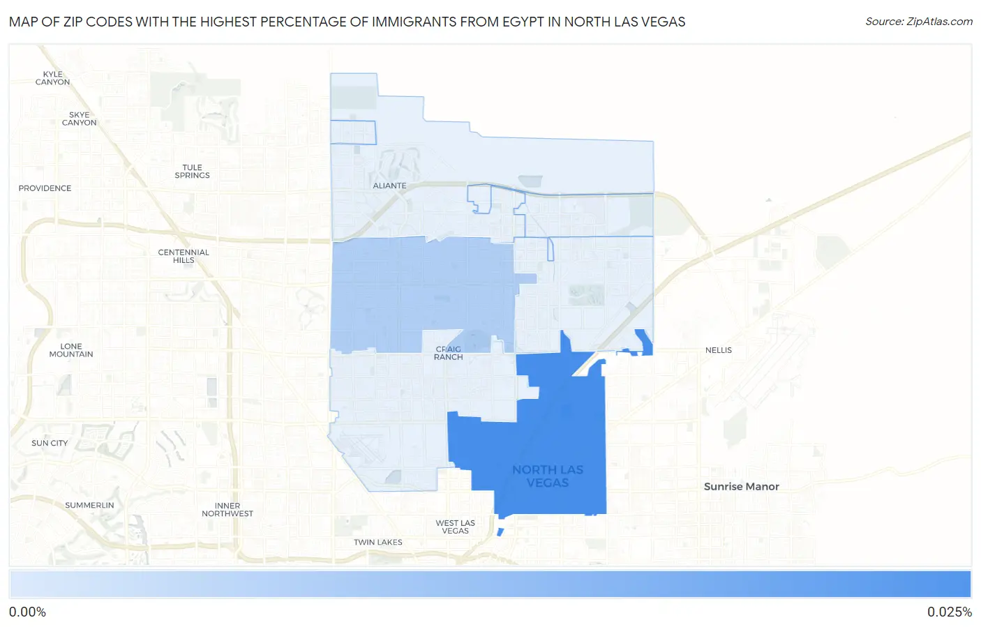 Zip Codes with the Highest Percentage of Immigrants from Egypt in North Las Vegas Map