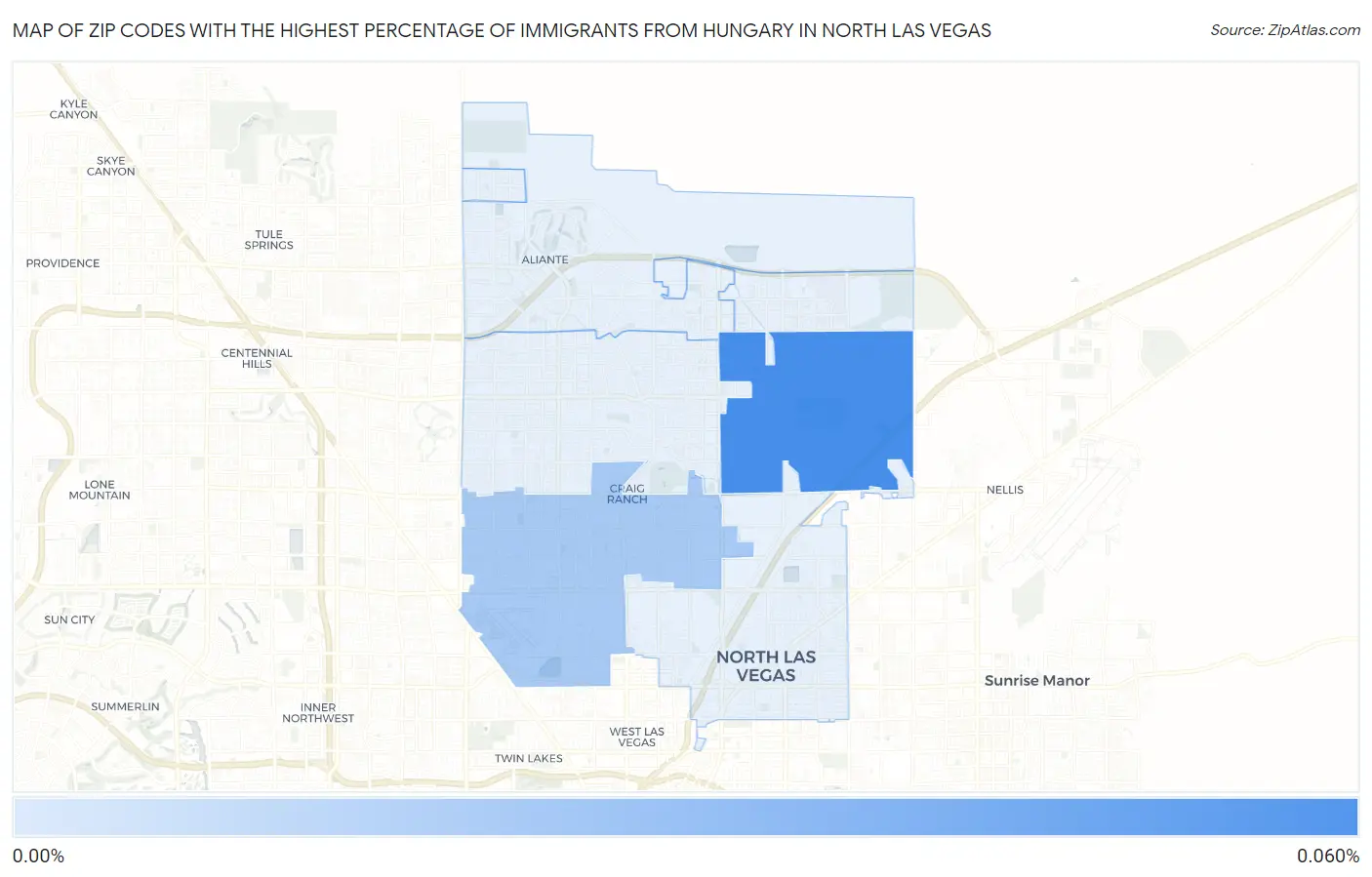 Zip Codes with the Highest Percentage of Immigrants from Hungary in North Las Vegas Map