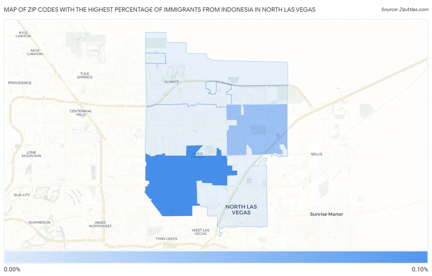 Zip Codes with the Highest Percentage of Immigrants from Indonesia in North Las Vegas Map