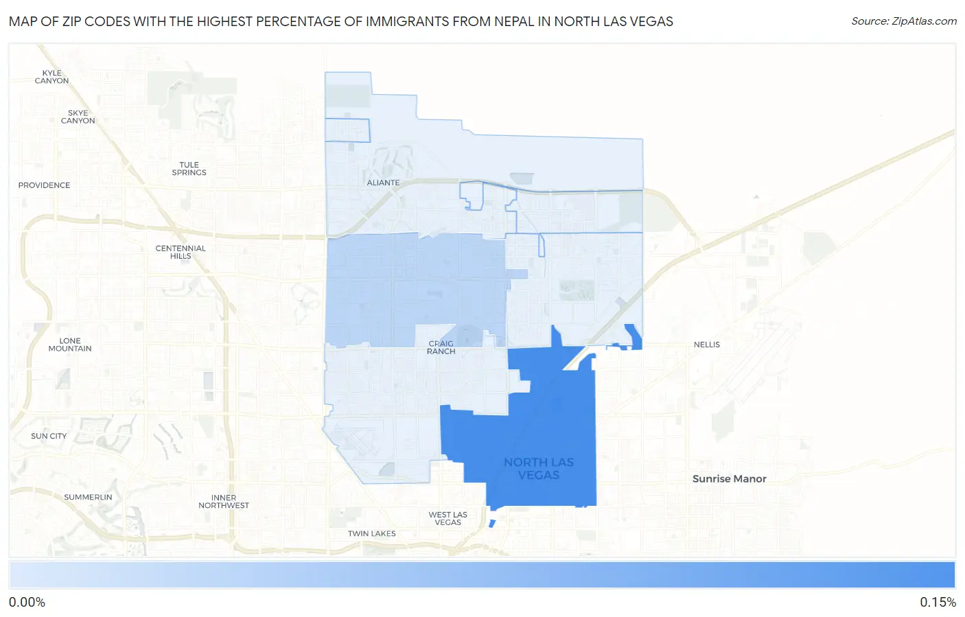 Zip Codes with the Highest Percentage of Immigrants from Nepal in North Las Vegas Map
