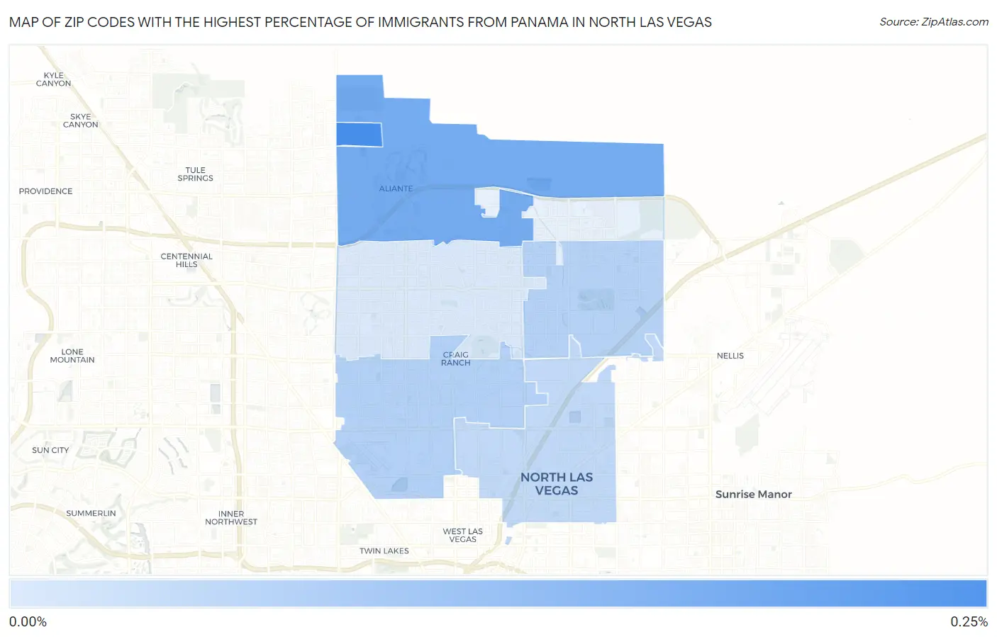 Zip Codes with the Highest Percentage of Immigrants from Panama in North Las Vegas Map