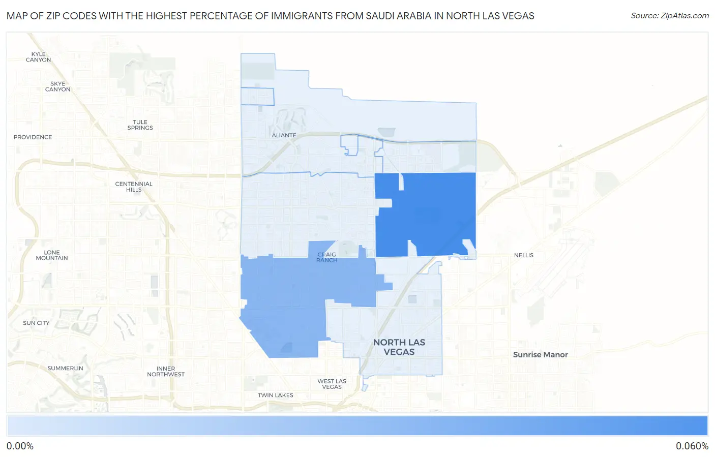 Zip Codes with the Highest Percentage of Immigrants from Saudi Arabia in North Las Vegas Map