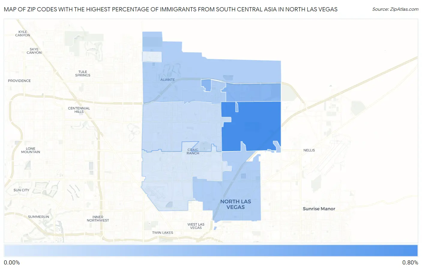 Zip Codes with the Highest Percentage of Immigrants from South Central Asia in North Las Vegas Map