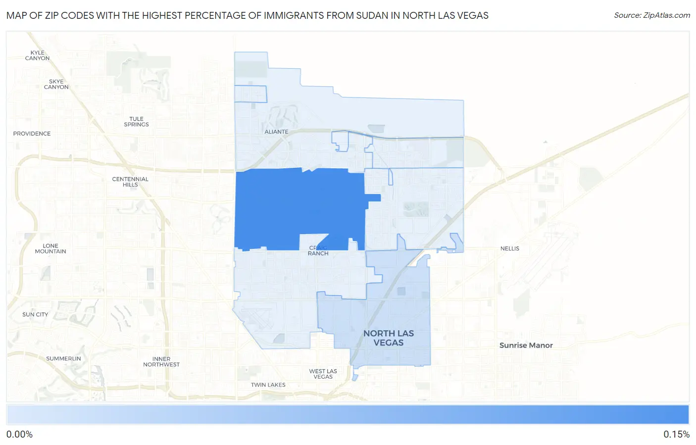 Zip Codes with the Highest Percentage of Immigrants from Sudan in North Las Vegas Map