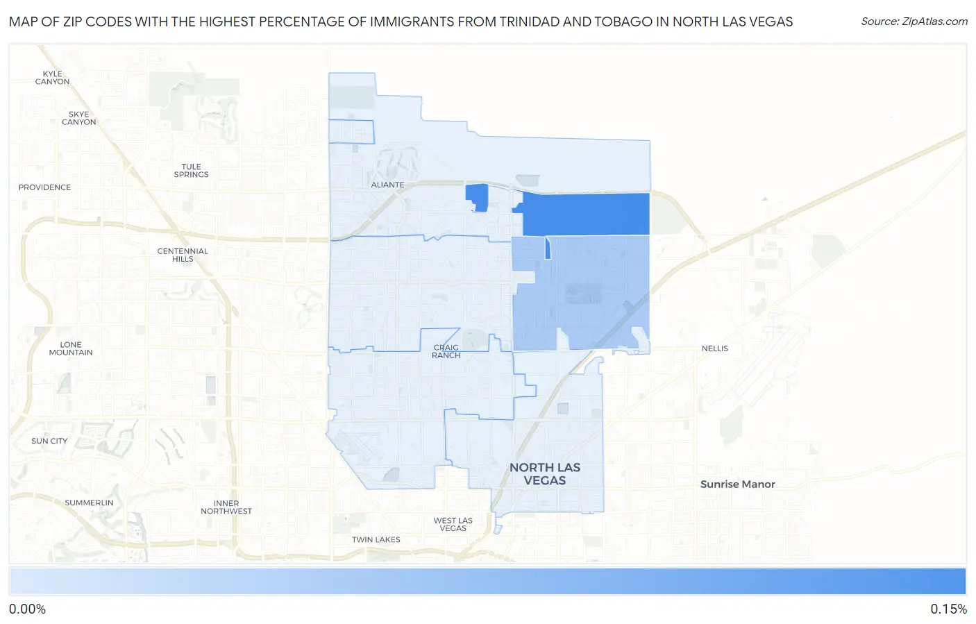 Zip Codes with the Highest Percentage of Immigrants from Trinidad and Tobago in North Las Vegas Map