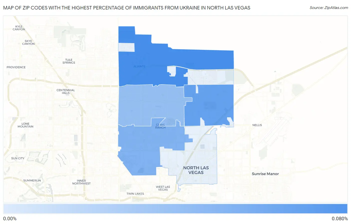 Zip Codes with the Highest Percentage of Immigrants from Ukraine in North Las Vegas Map