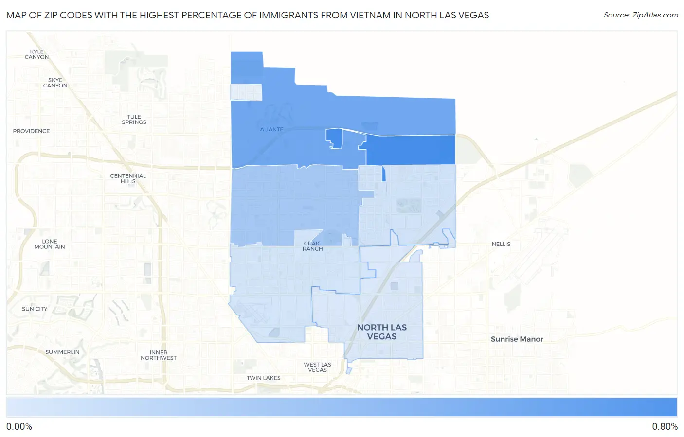 Zip Codes with the Highest Percentage of Immigrants from Vietnam in North Las Vegas Map