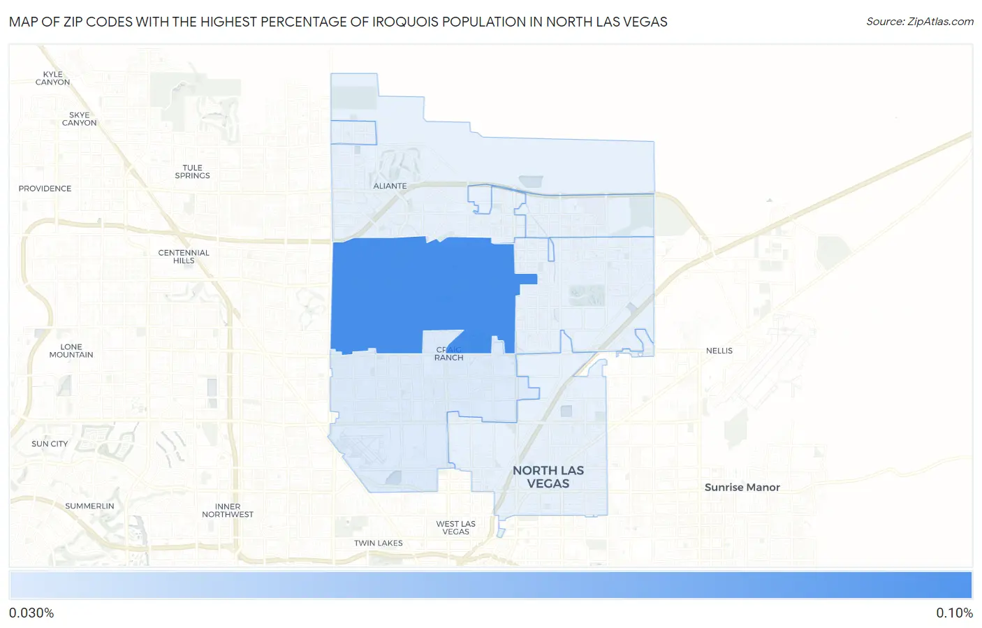 Zip Codes with the Highest Percentage of Iroquois Population in North Las Vegas Map