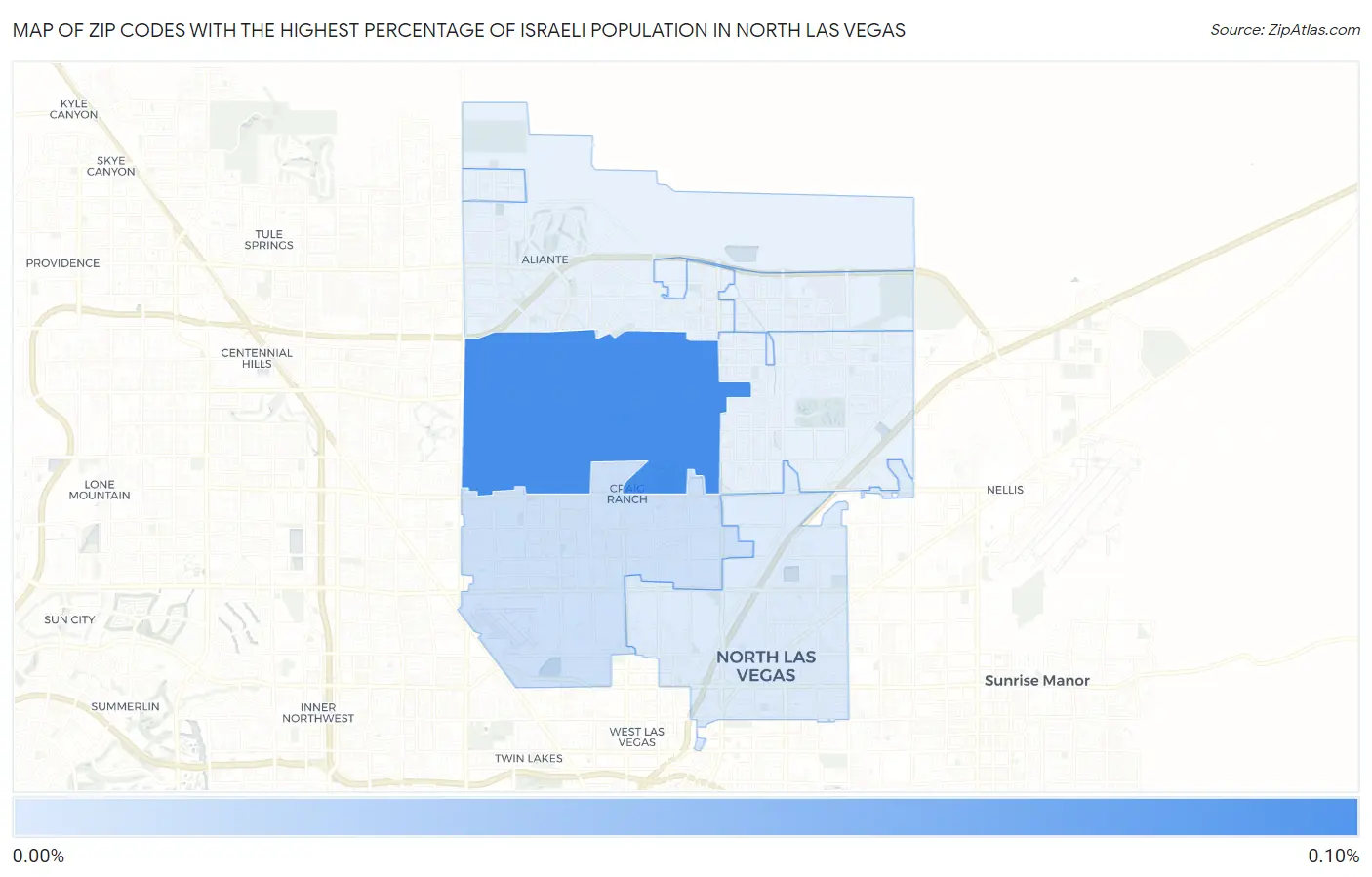 Zip Codes with the Highest Percentage of Israeli Population in North Las Vegas Map