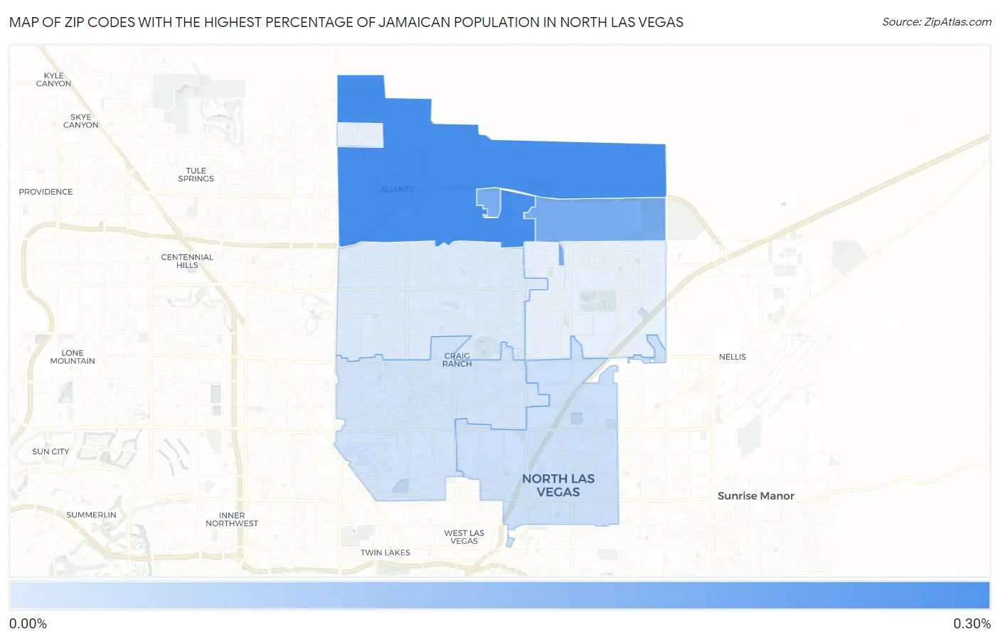 Zip Codes with the Highest Percentage of Jamaican Population in North Las Vegas Map