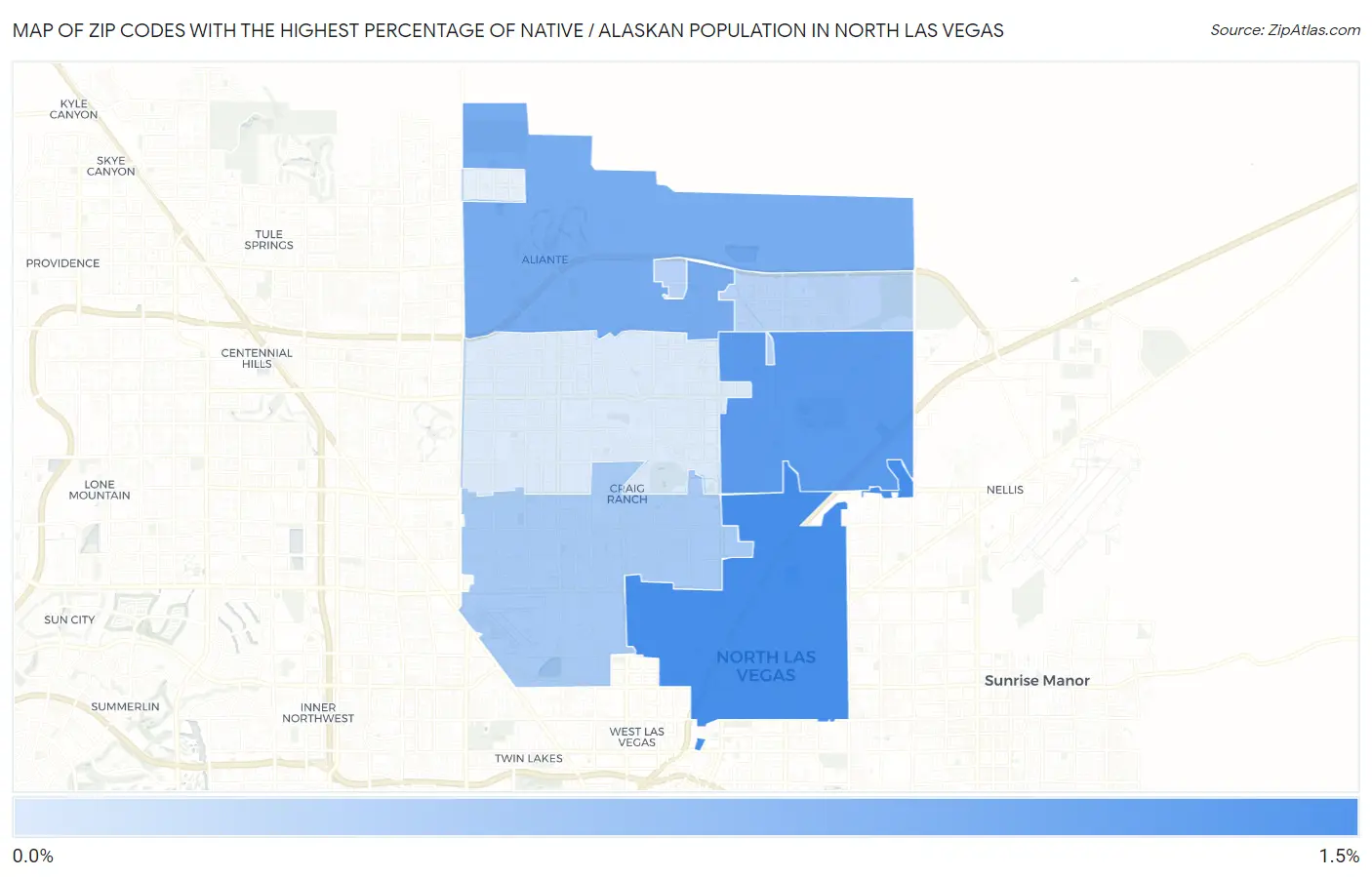 Zip Codes with the Highest Percentage of Native / Alaskan Population in North Las Vegas Map