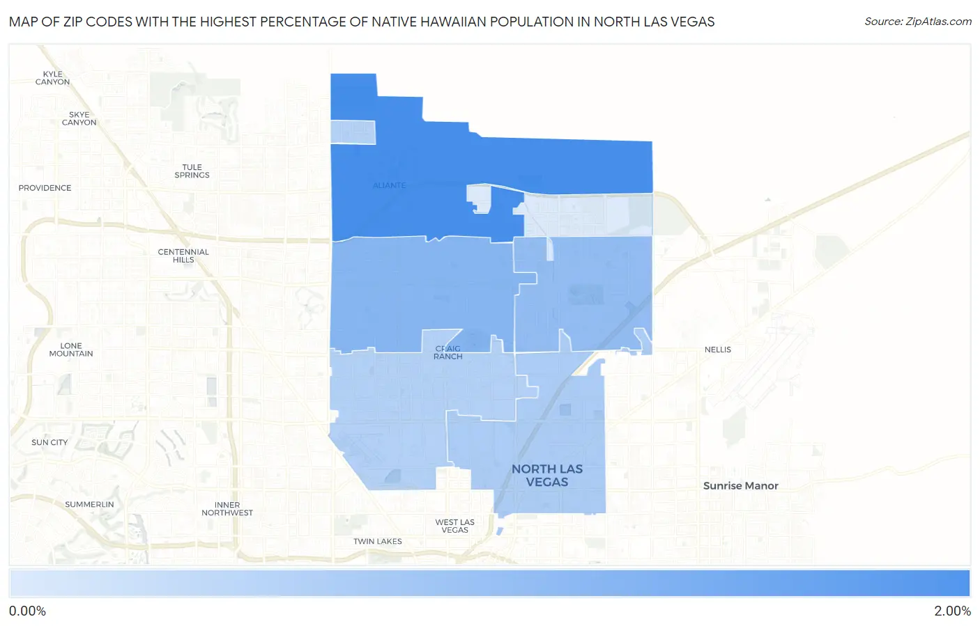 Zip Codes with the Highest Percentage of Native Hawaiian Population in North Las Vegas Map