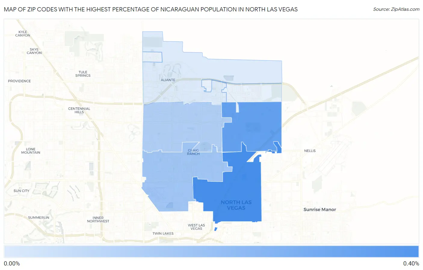 Zip Codes with the Highest Percentage of Nicaraguan Population in North Las Vegas Map