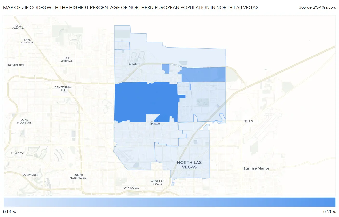 Zip Codes with the Highest Percentage of Northern European Population in North Las Vegas Map