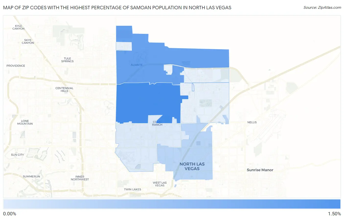 Zip Codes with the Highest Percentage of Samoan Population in North Las Vegas Map