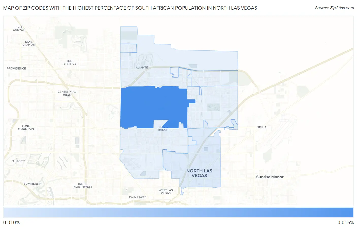 Zip Codes with the Highest Percentage of South African Population in North Las Vegas Map
