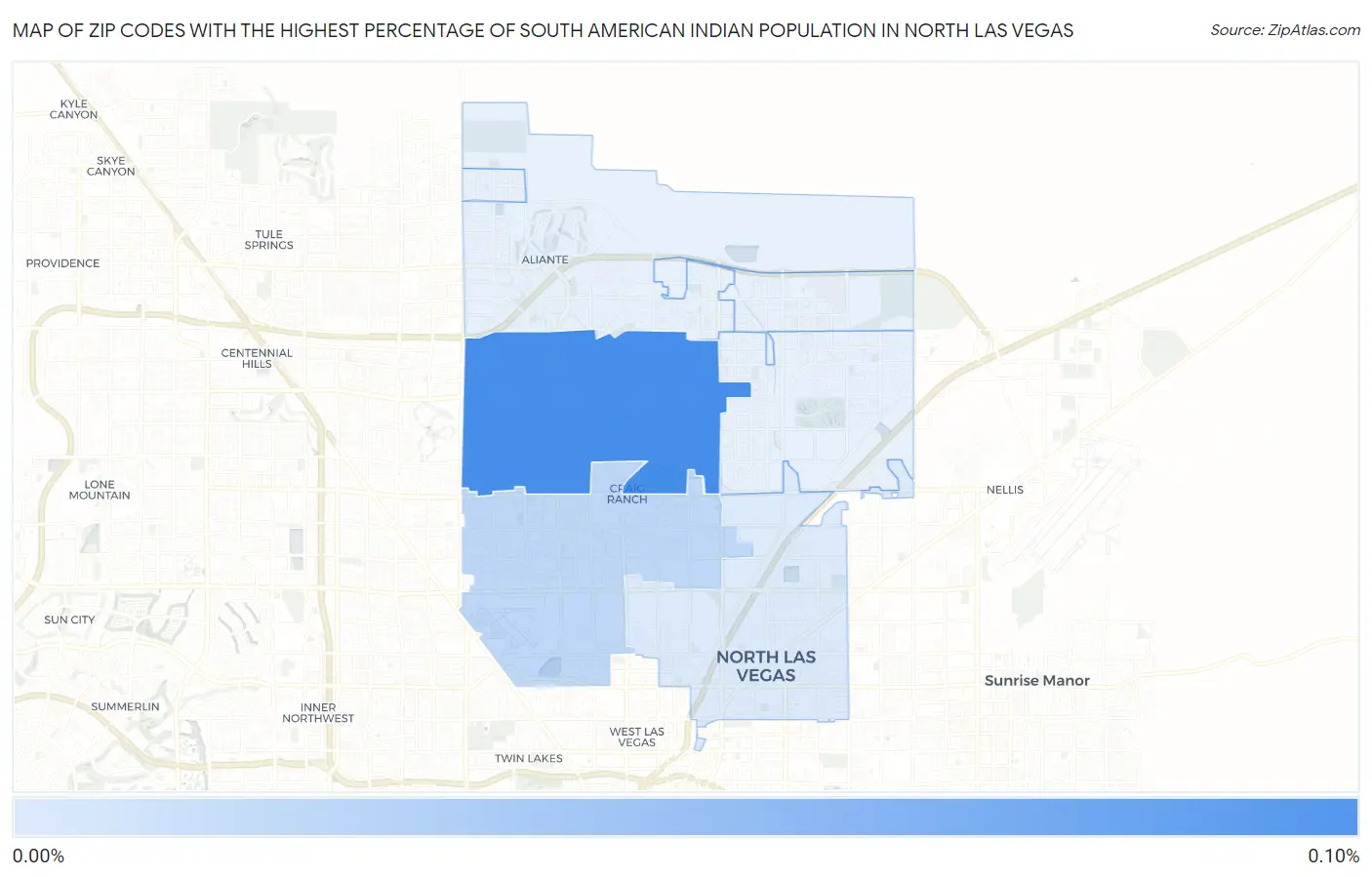 Zip Codes with the Highest Percentage of South American Indian Population in North Las Vegas Map