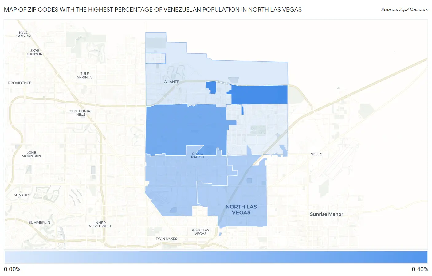 Zip Codes with the Highest Percentage of Venezuelan Population in North Las Vegas Map