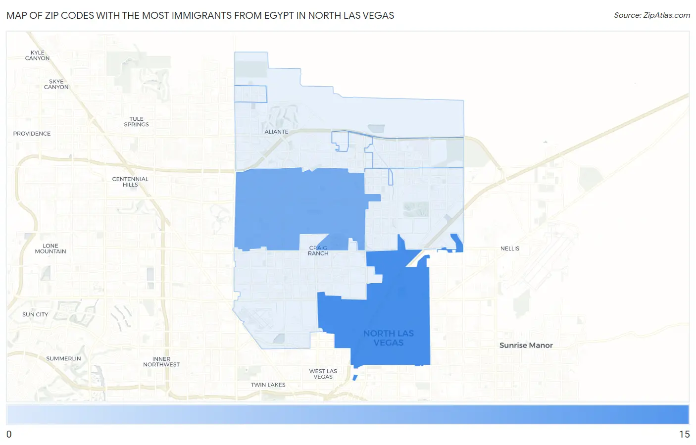 Zip Codes with the Most Immigrants from Egypt in North Las Vegas Map
