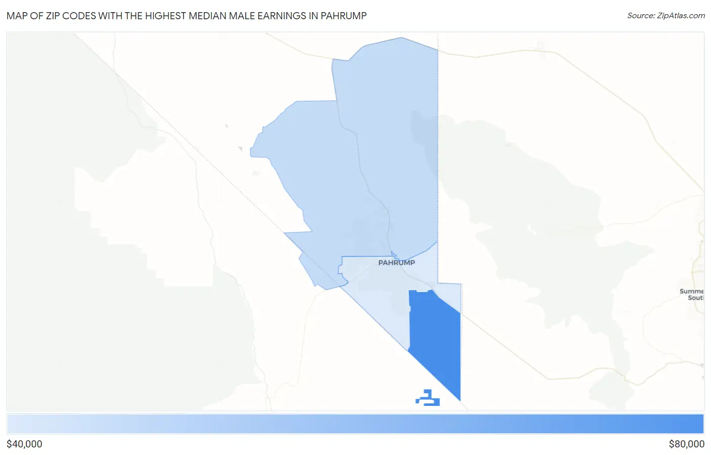 Zip Codes with the Highest Median Male Earnings in Pahrump Map