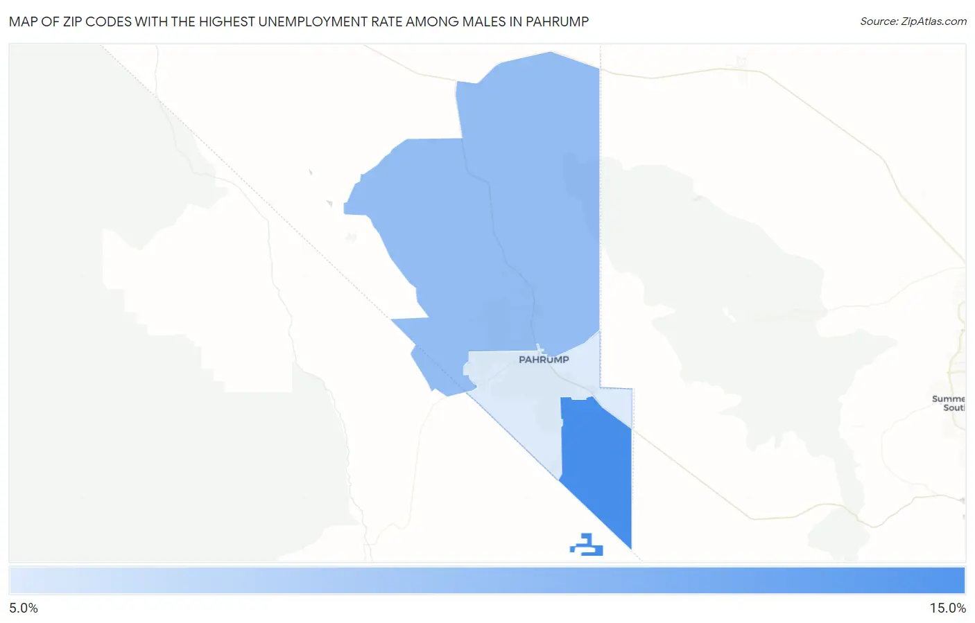 Zip Codes with the Highest Unemployment Rate Among Males in Pahrump Map