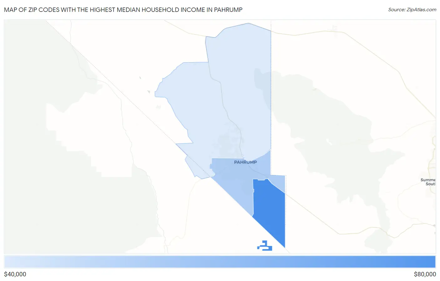 Zip Codes with the Highest Median Household Income in Pahrump Map