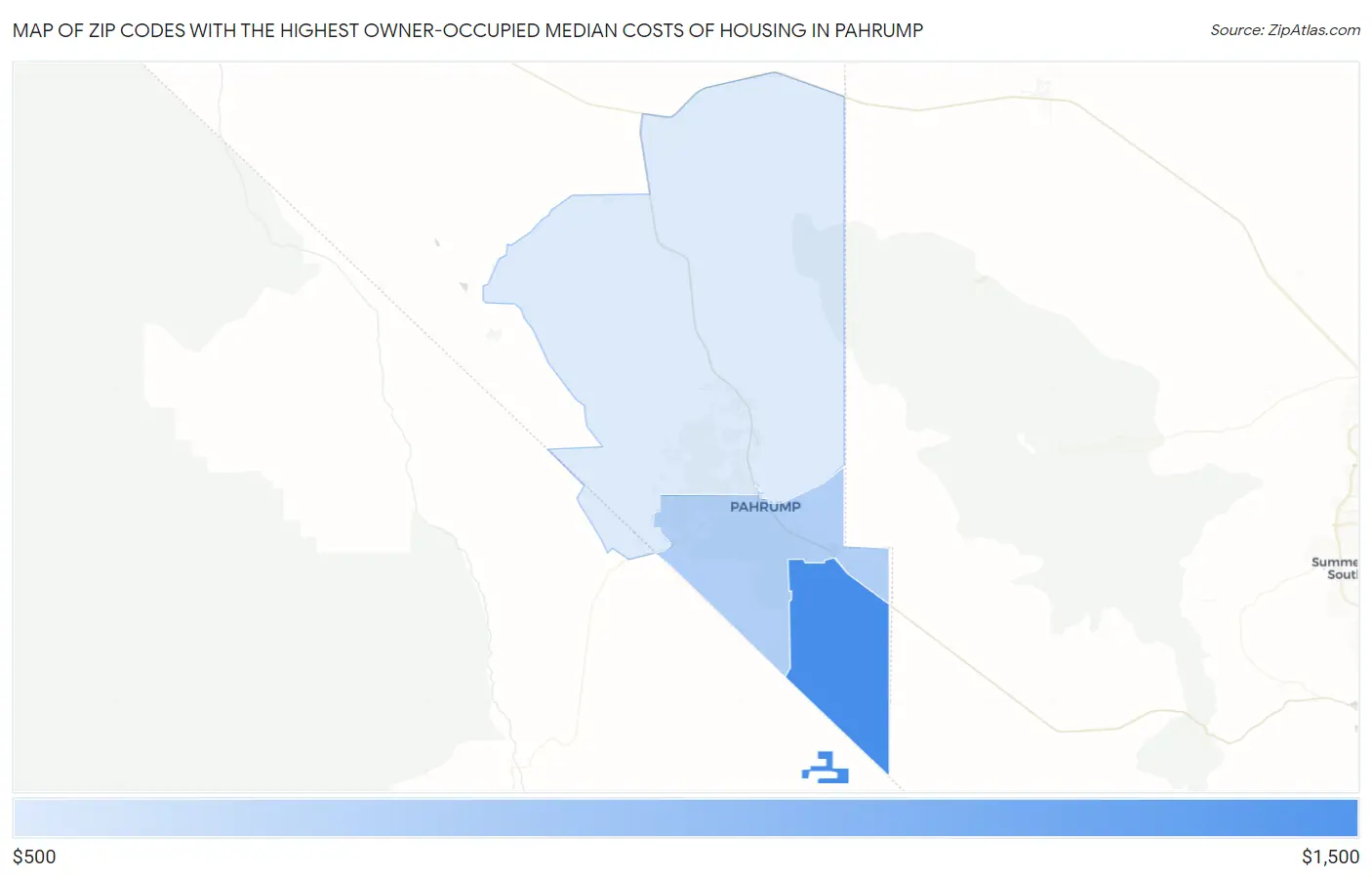 Zip Codes with the Highest Owner-Occupied Median Costs of Housing in Pahrump Map