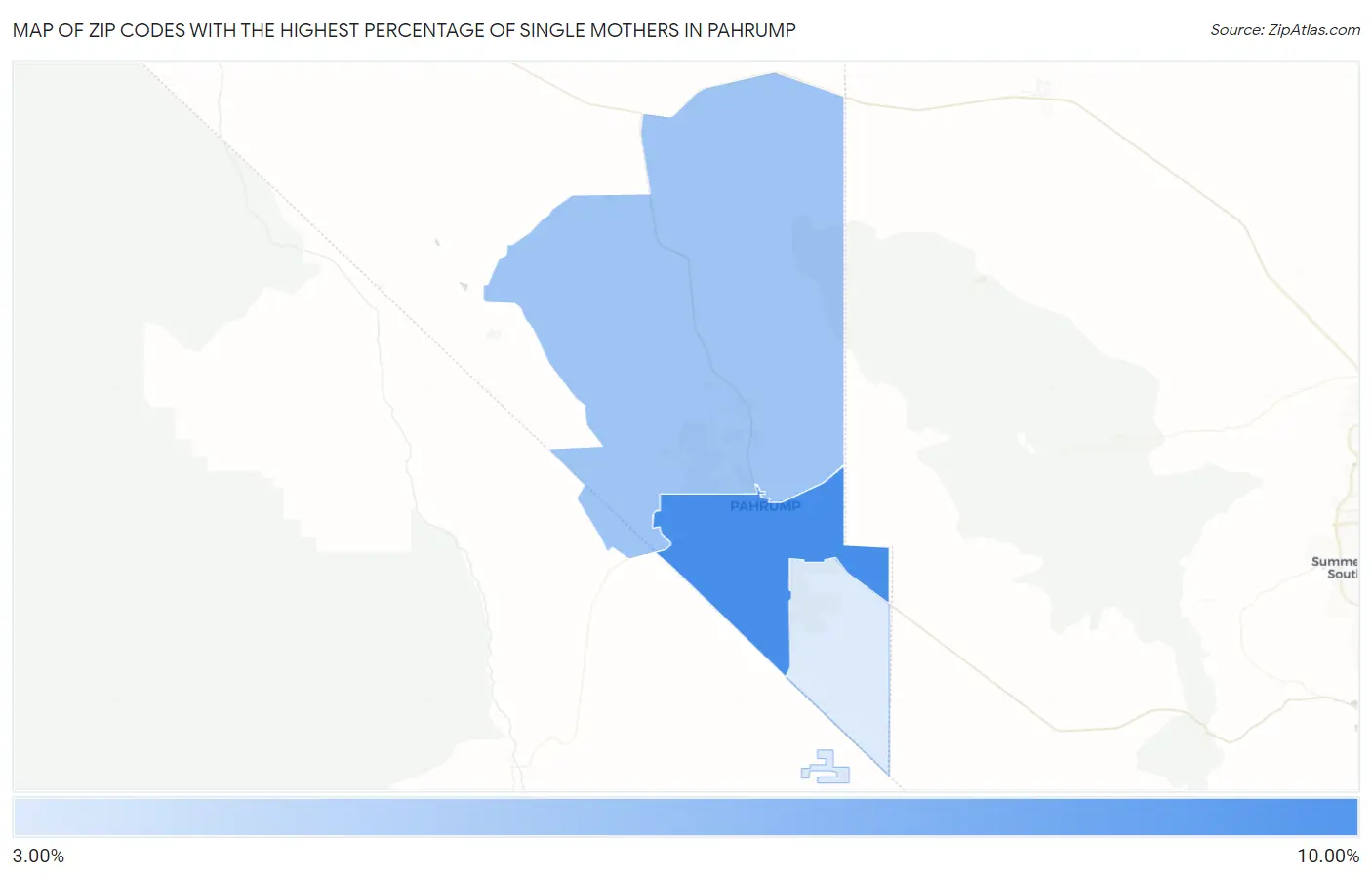 Zip Codes with the Highest Percentage of Single Mothers in Pahrump Map