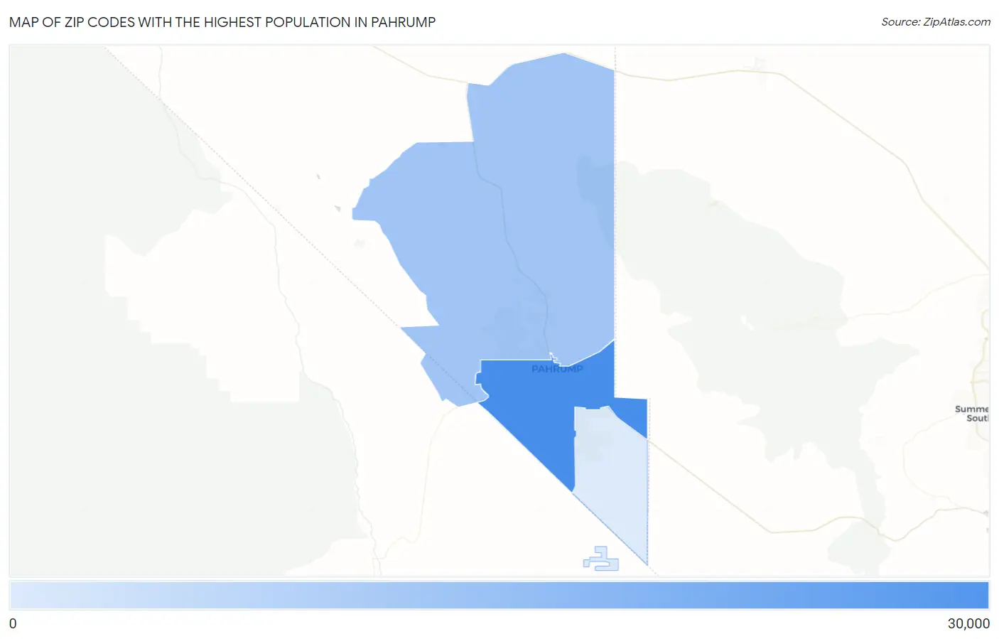 Zip Codes with the Highest Population in Pahrump Map