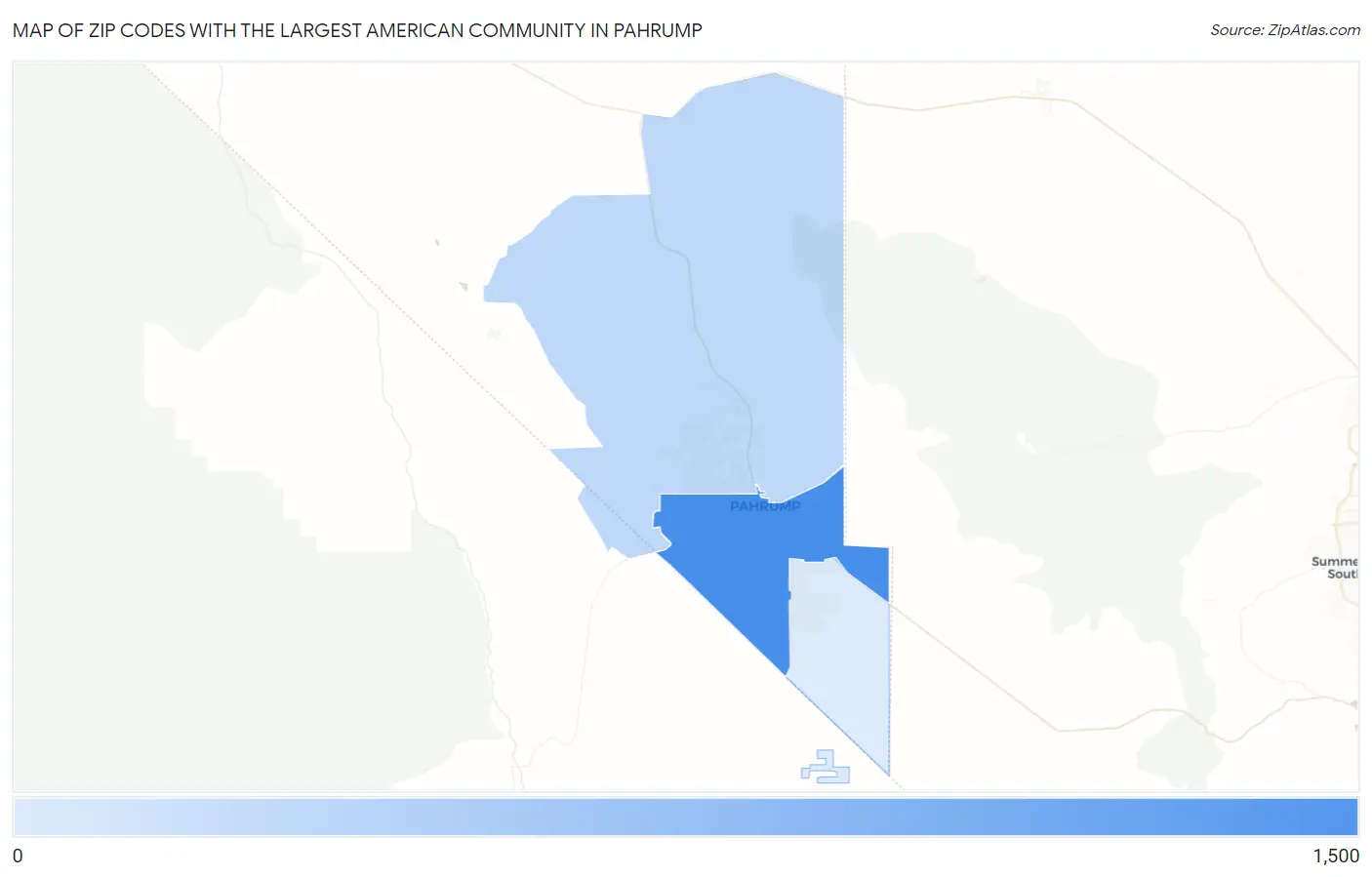 Zip Codes with the Largest American Community in Pahrump Map