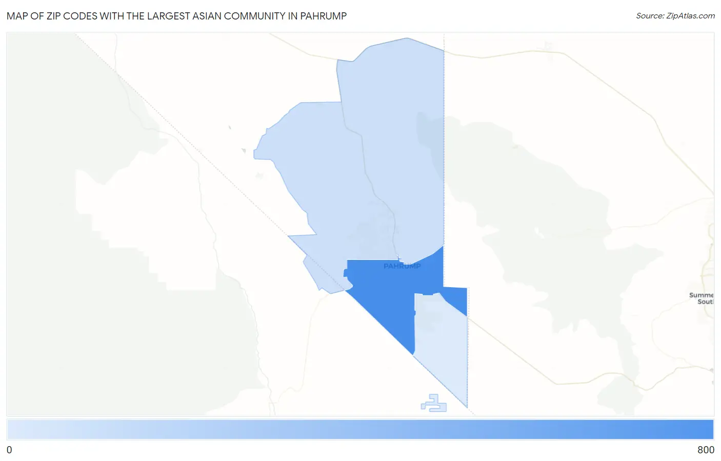 Zip Codes with the Largest Asian Community in Pahrump Map