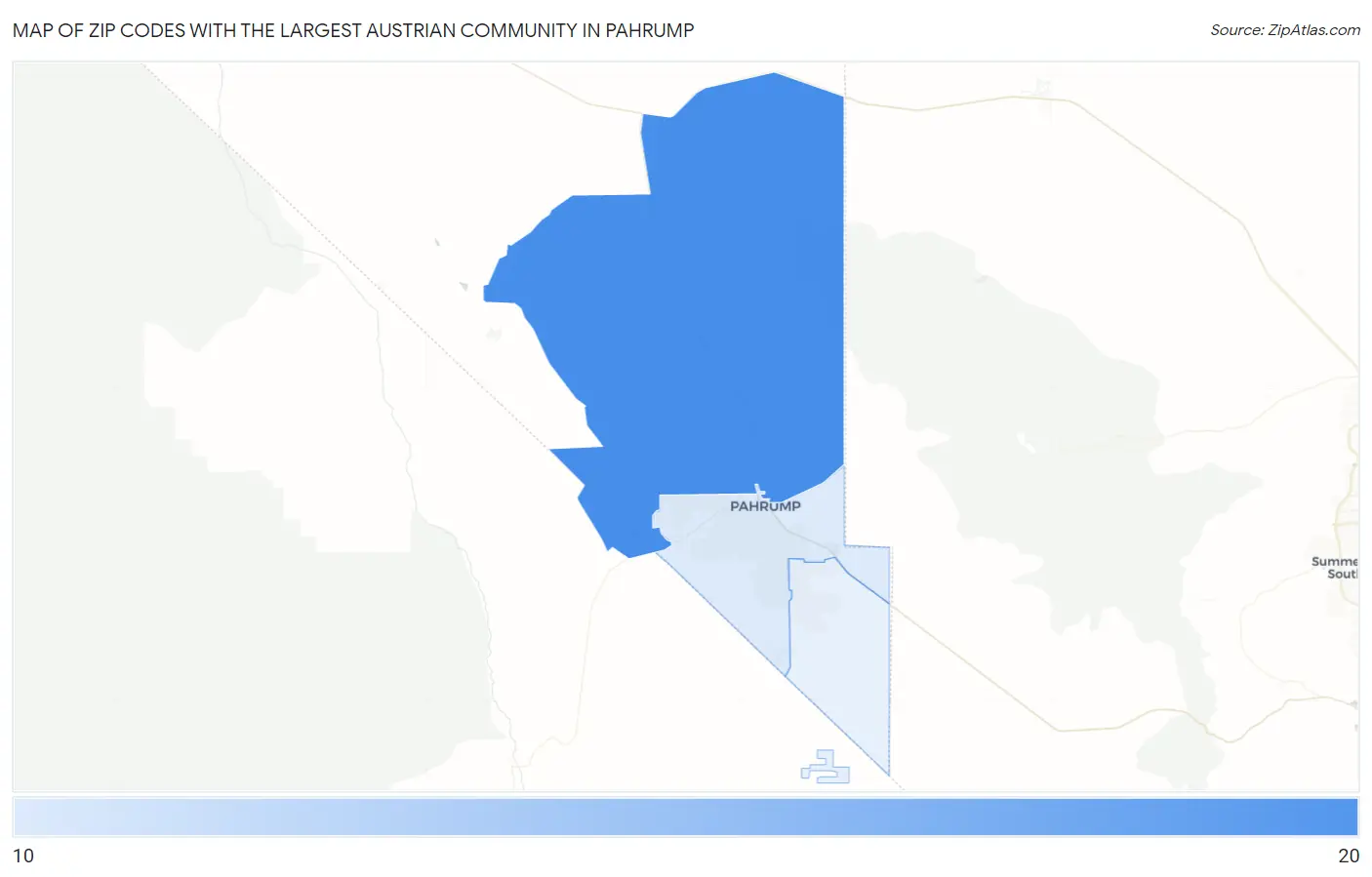 Zip Codes with the Largest Austrian Community in Pahrump Map