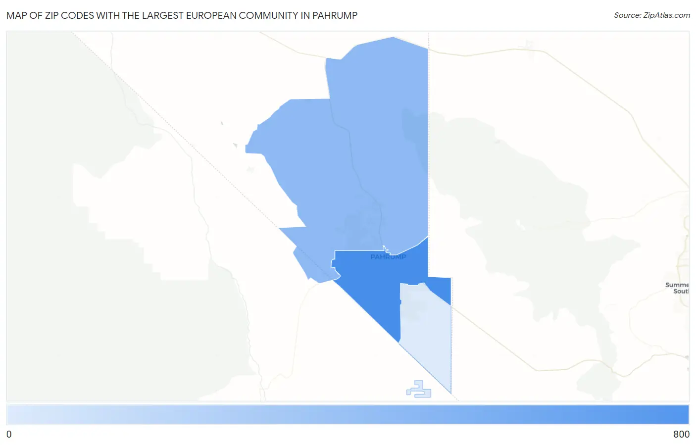 Zip Codes with the Largest European Community in Pahrump Map