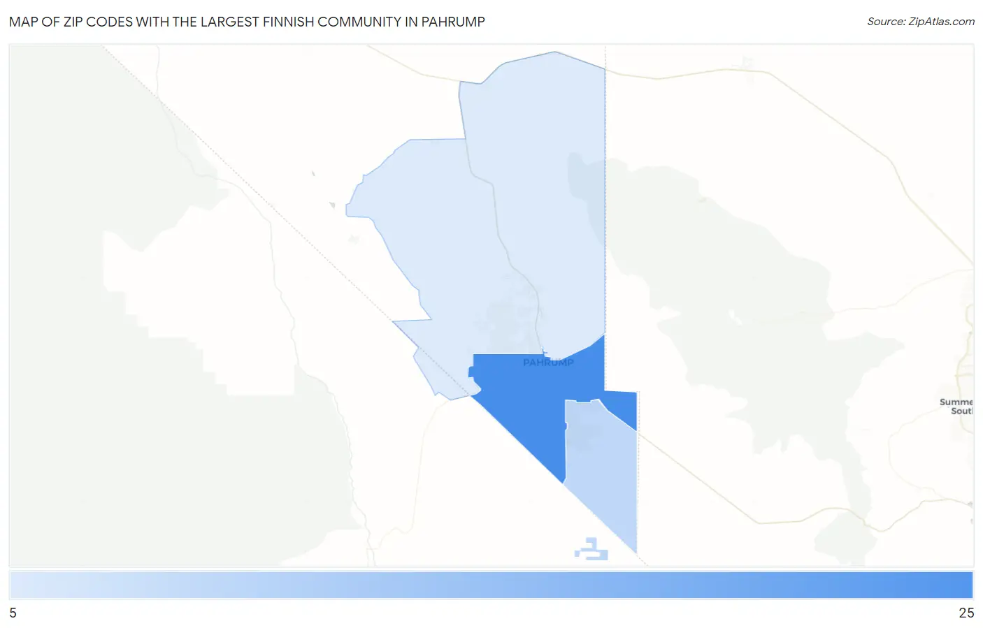 Zip Codes with the Largest Finnish Community in Pahrump Map
